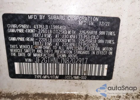 2022 Subaru Crosstrek Limited from USA, damaged, VIN JF2GTHNC7N8202917